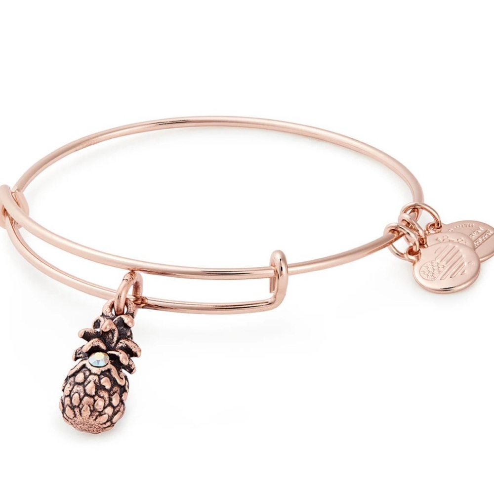 Alex and Ani Rose Gold Pineapple Charm Bracelet